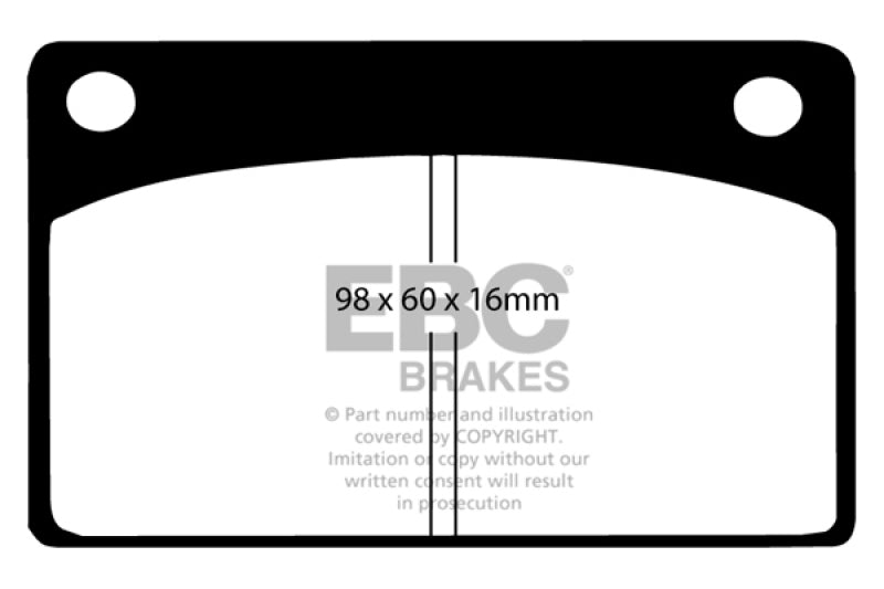 EBC 66-68 Volvo 140 1.8 Yellowstuff Front Brake Pads - DP4143R for 1967-1974 Volvo 142 - front view