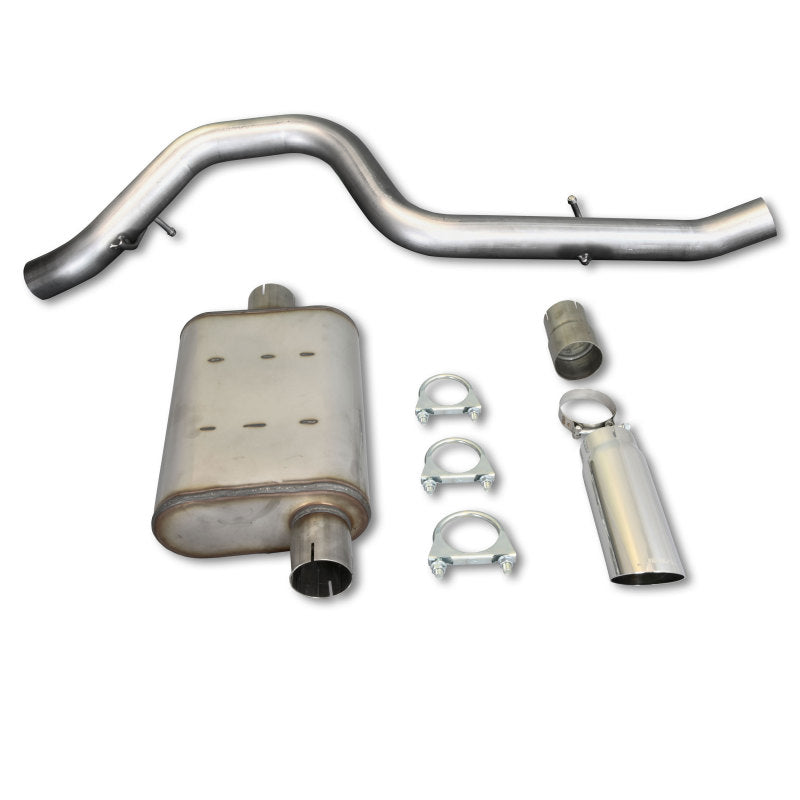 JBA 97-99 Jeep Wrangler TJ 2.5L/4.0L 304SS Single Rear Exit Cat-Back Exhaust - 30-1514 for 1997-1999 Jeep Wrangler - front vi