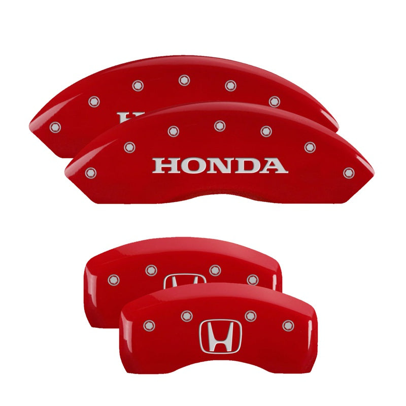 MGP 4 Caliper Covers Engraved Front Honda Engraved Rear H Logo Red finish silver ch - 20203SHOHRD