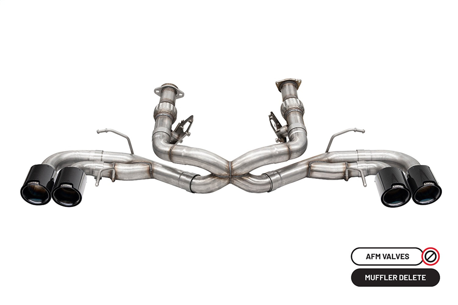 Corsa 2020-2024 Chevrolet Corvette C8 RWD 3in Track Cat-Back Delete Exhaust w/4.5in CF Black PVDTips - 21104CFBLK
