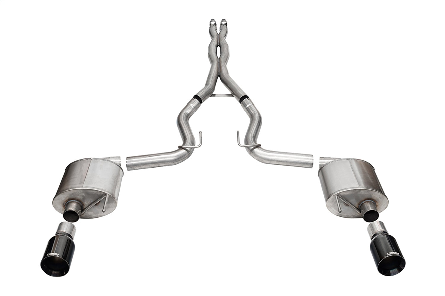 Corsa 2024 rd Mustang GT- Sport Cat-Back Ex.Sys 3.0in Dual Rear Exit w/4.5in Blk PVD StraightCut Tip - 21255BLK