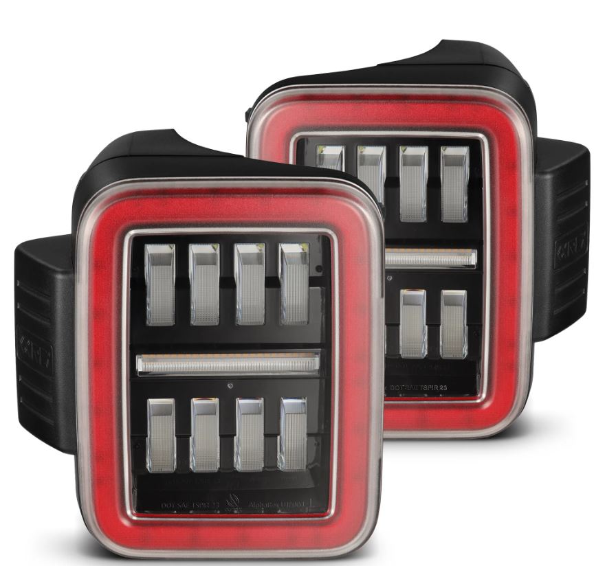 AlphaRex 19-24 Jeep Gladiator JT Nova-Series Prismatic LED Tail Lights - Black-Red - 602070