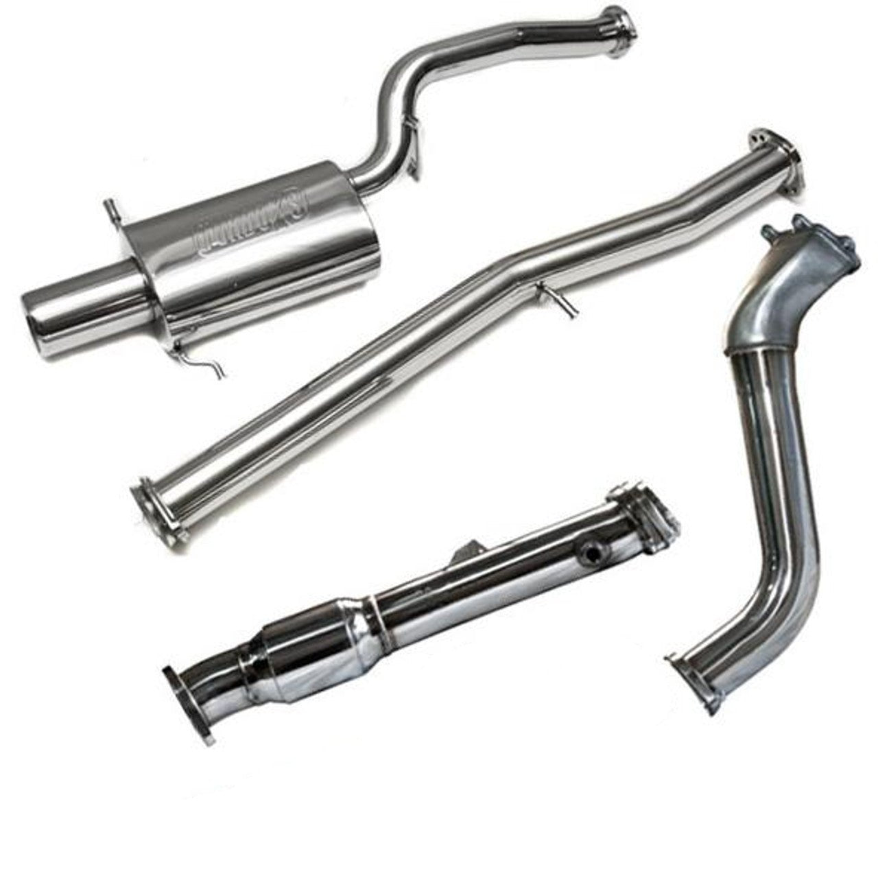 Turbo XS 02-07 WRX/STI Catted Titanium Muffler Turboback Exhaust - WS02-TBE-TI for 2002-2007 Subaru Impreza - front view