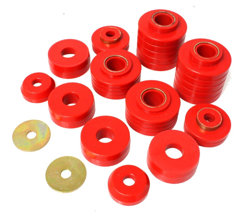 Energy Suspension 80-98 Ford F250/F350 / 80-92 Ford F100/F150 / 85-98 Ford F450 Red Body Mount Set - 4.4107R for 1980-1997 Fo