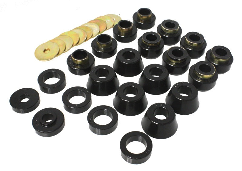 Energy Suspension 87-96 Jeep Wrangler Black Body(cab) Mount Set - 2.4105G for 1987-1995 Jeep Wrangler - front view