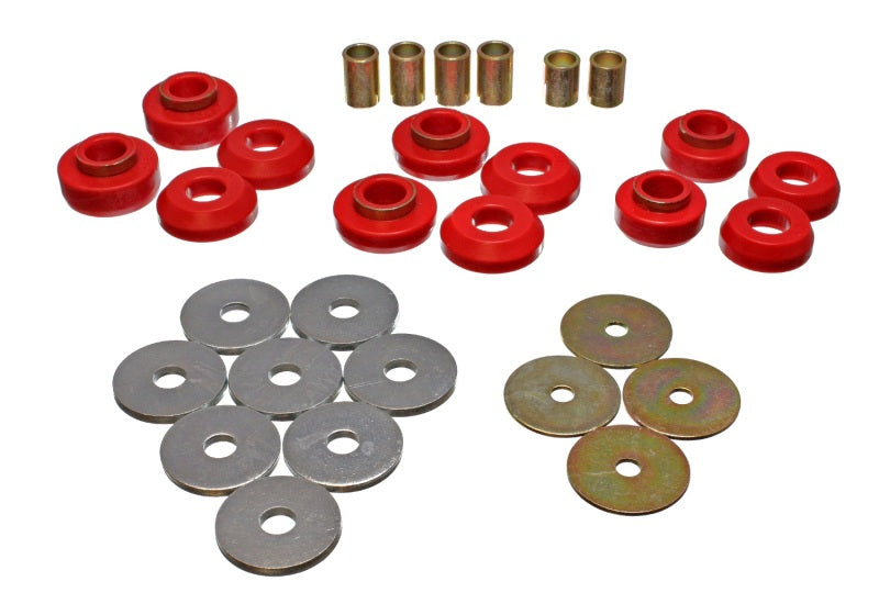 Energy Suspension 75-79 Chevrolet Nova / Chevy II Red Body Mount Set - 3.4129R for 1975-1979 Chevrolet Nova - front view