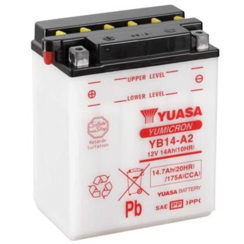 Yuasa YB14L-A2 Yumicron CX 12 Volt Battery - YUAM2214YIND for 1987-2018 Kawasaki KLR650