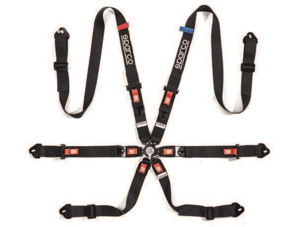 Sparco Belt Prime H2 6-Point FHR 2in Harness - Black - 04821H1NR
