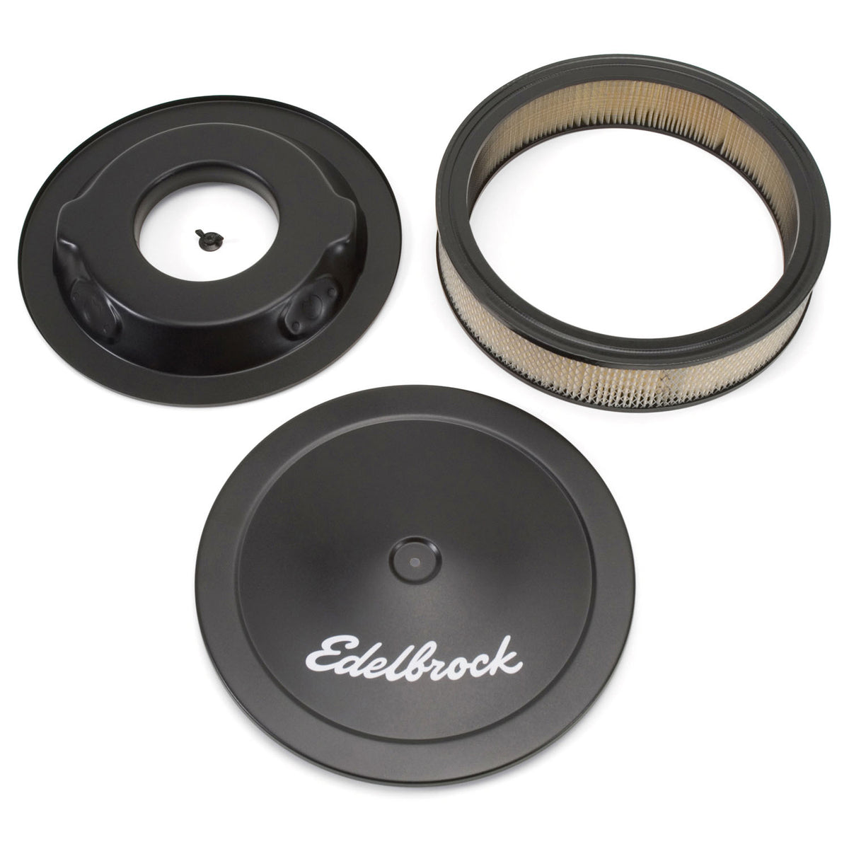 Edelbrock Air Cleaner Pro-Flo Series Round Steel Top Paper Element 14In Dia X 3 75In Dropped Base - 1223