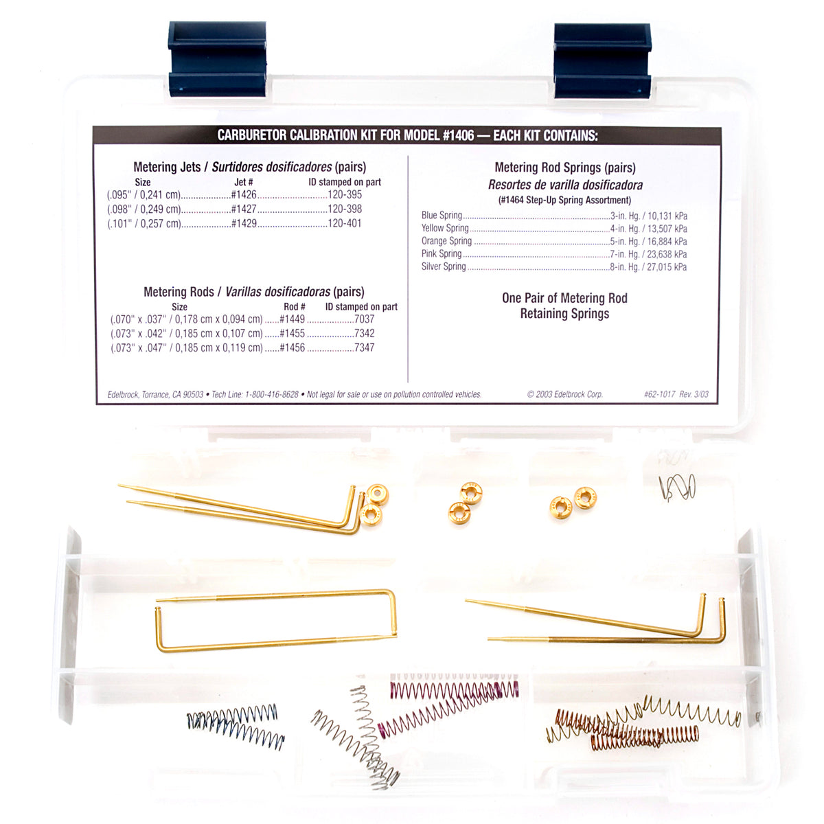 Edelbrock Jet / Rod Kit for 1406 - 1487