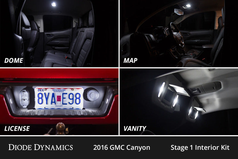 Diode Dynamics 15-22 GMC Canyon Interior LED Kit Cool White Stage 2 - DD0498 for 2018 GMC Canyon - angle view