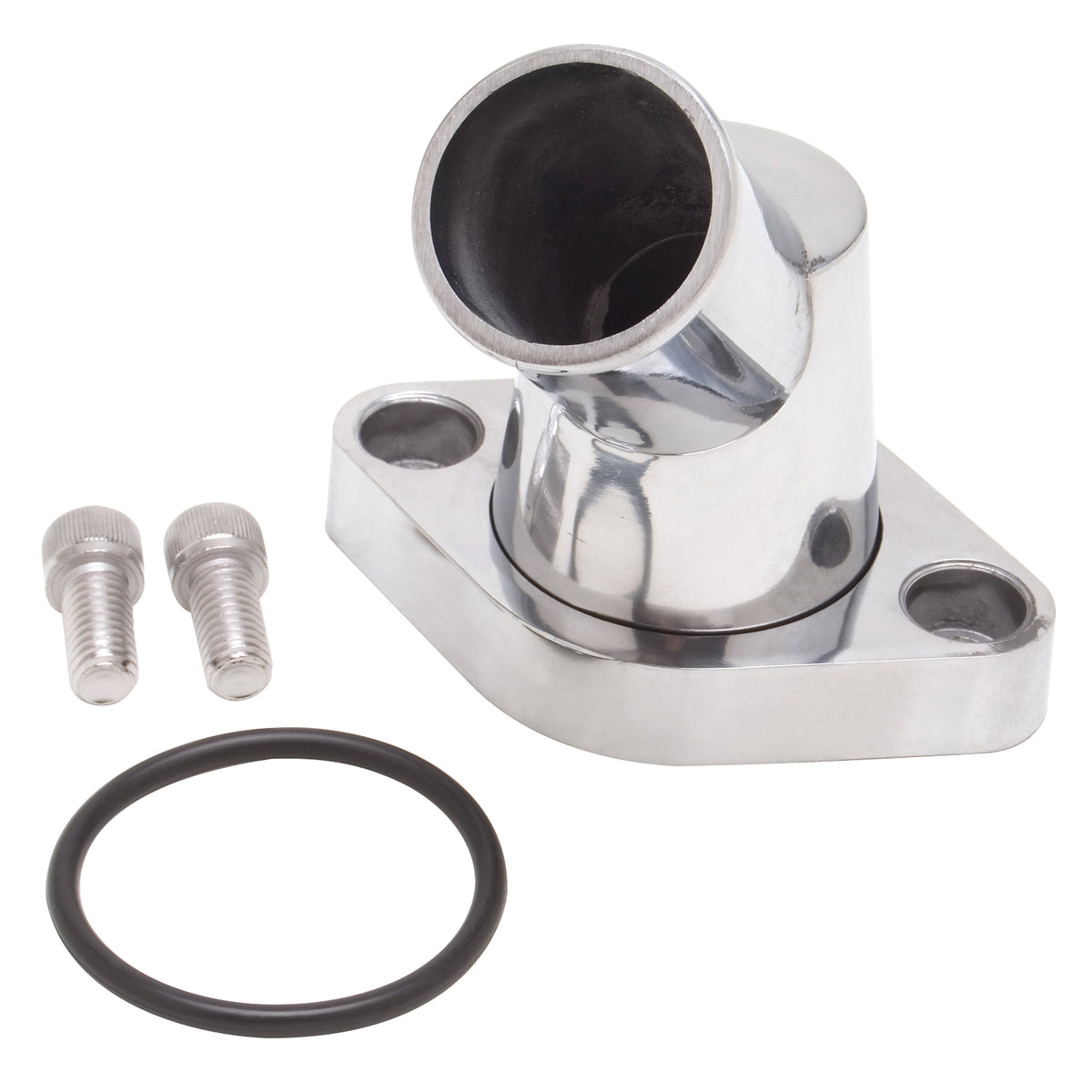 Edelbrock Waterneck SBC/BBC 45-Degree Two-Piece Cast Swivel Polished - 4817