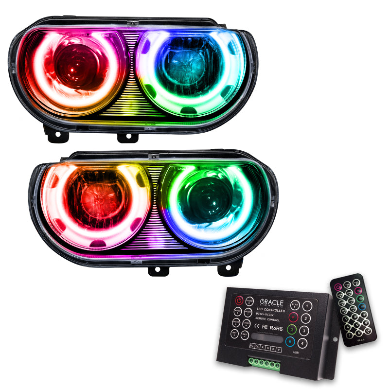 Oracle 08-14 Dodge Challenger SMD HL (HID Style) - ColorSHIFT w/ 2.0 Controller SEE WARRANTY - 7132-333