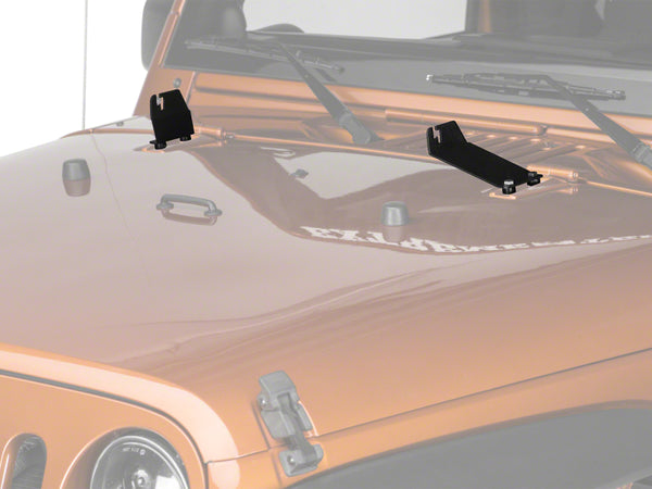 Raxiom 07-18 Jeep Wrangler JK 20-In Light Bar Hood Mounting Brackets - J106742 for 2007-2018 Jeep Wrangler - front view