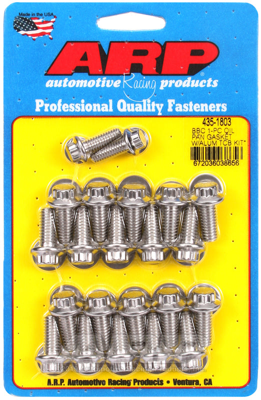 ARP BB Chevy1-pc Oil Pan Gasket w/ Alum Timing Cover 12pt Bolt Kit - 435-1803