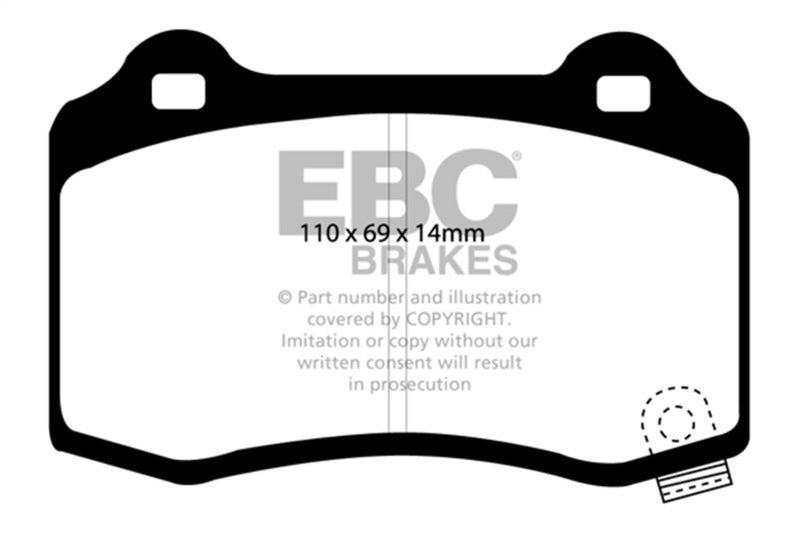 EBC 05-10 Chrysler 300C 6.1 SRT8 Ultimax2 Front Brake Pads - UD1149 for 2006-2022 Dodge Charger - front view
