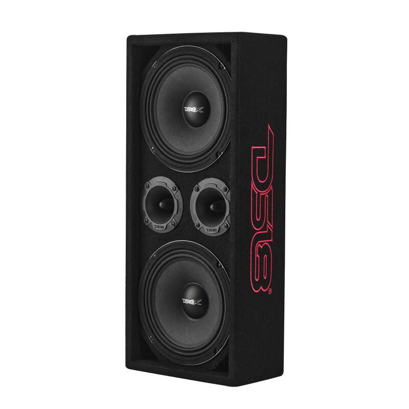 DS18 Ported Enclosure w/ PRO-X8M & PRO-TWX2/FRP-1.2K4 (Not Incl)/Cable/Terminal Incl- Black Carpet - VOC8LD-PK - angle view
