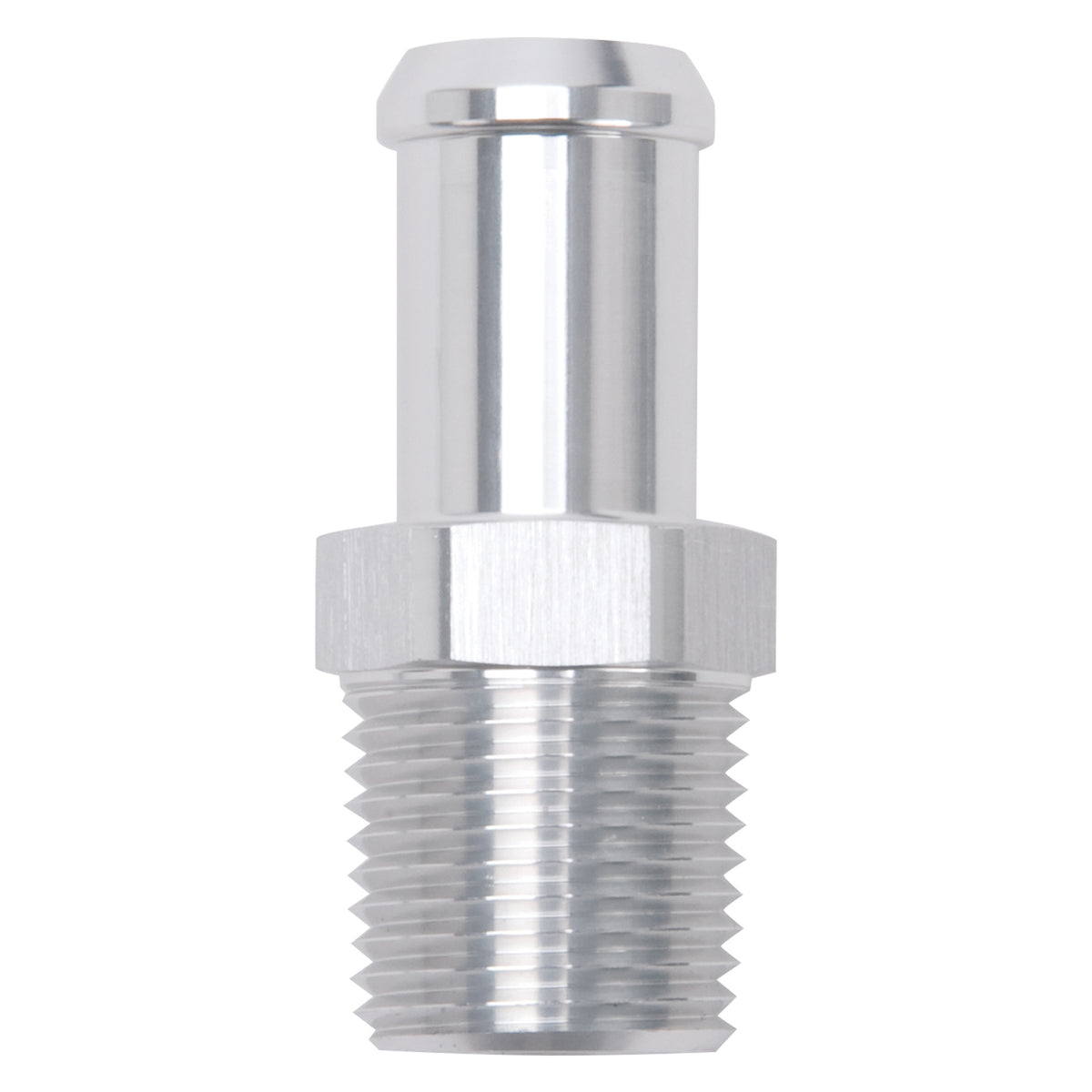 Edelbrock Hose End Straight 1/2In NPT to 5/8In Barb Clear Anodize - 8160