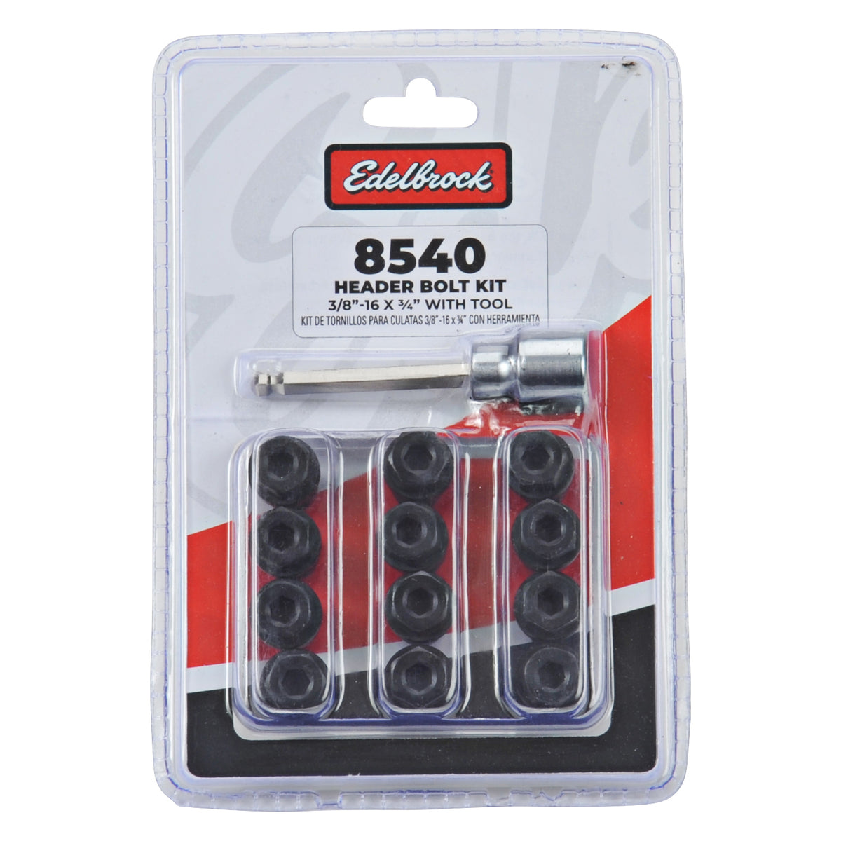 Edelbrock Exhaust Header Bolts 3/8in-16 X 3/4in, Black Oxide W/ Allen Socket - 8540