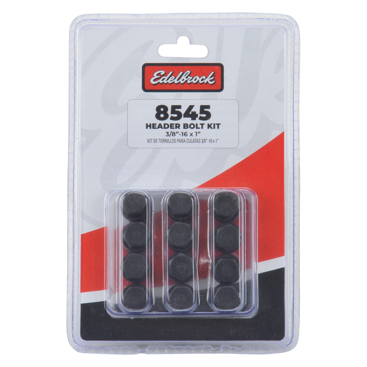 Edelbrock Exhaust Header Bolts 3/8in-16 X 3/4in, Black Oxide (Set Of 12) - 8545