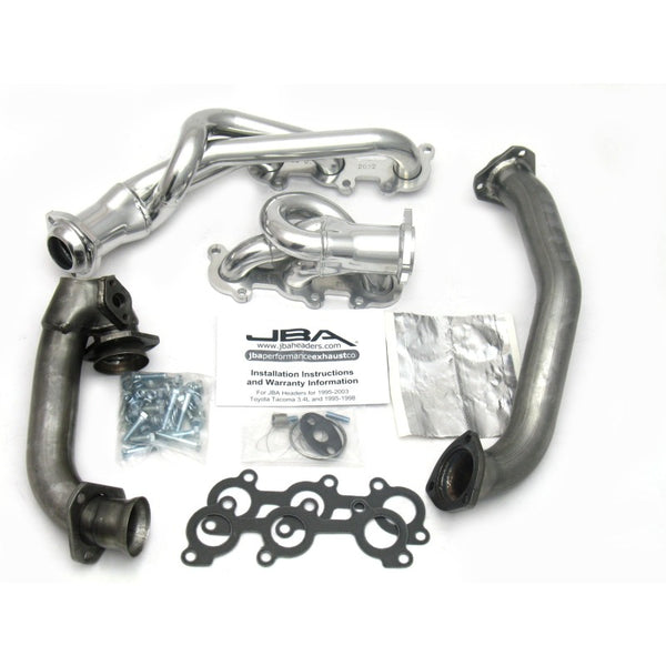 JBA 01-04 Toyota 3.4L V6 w/o EGR 1-1/2in Primary Silver Ctd Cat4Ward Header - 2032SJS for 2001-2004 Toyota Tacoma - front vie