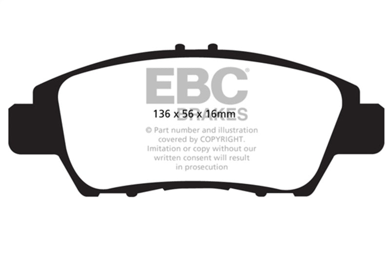 EBC 10-15 Honda CR-Z Yellowstuff Front Brake Pads - DP42041R for 2009-2020 Honda Fit - front view