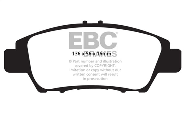 EBC 10-15 Honda CR-Z Yellowstuff Front Brake Pads - DP42041R for 2009-2020 Honda Fit - front view