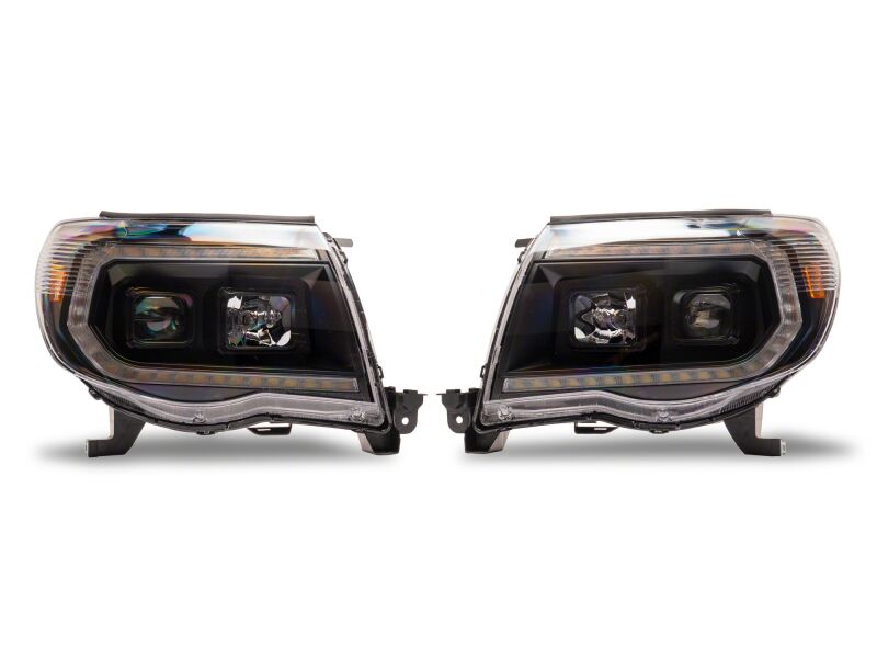 Raxiom 05-11 Toyota Tacoma Axial Series Switchback Projector Headlights- Black Housing- Clear Lens - TT23361 - front view