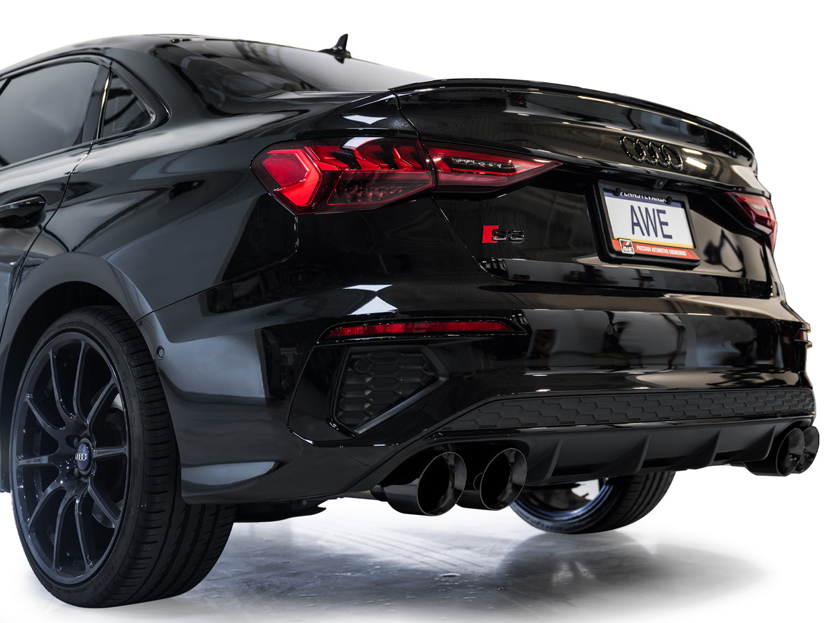AWE 22-24 Audi 8Y S3 Track Edition Exhaust  - Diamond Black Tips - 3020-43897
