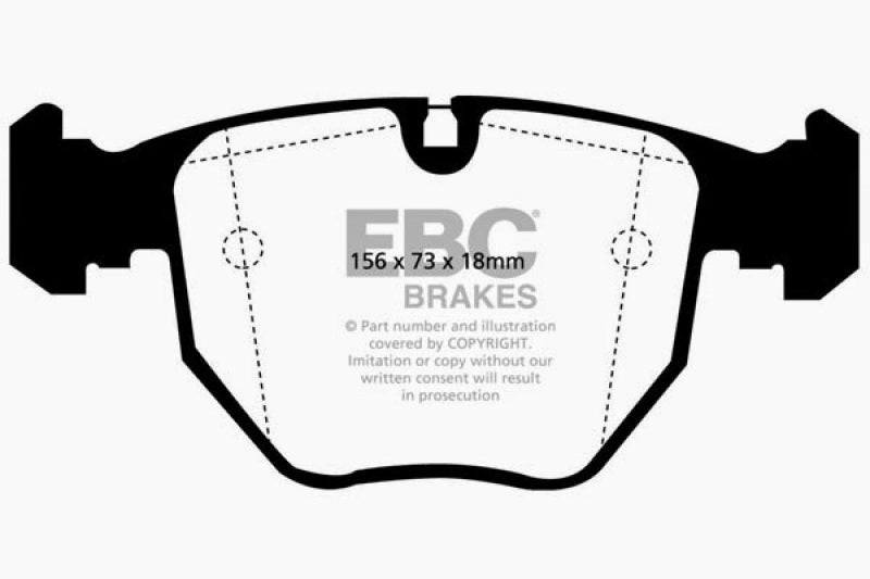 EBC 00-04 BMW M5 5.0 (E39) Ultimax2 Front Brake Pads - UD681 for 1997-2003 BMW 5 Series - front view