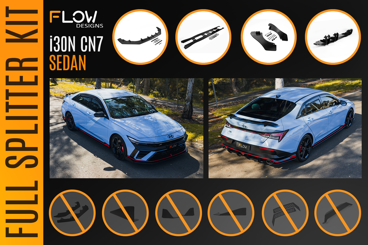 Flow Designs - CN7 V2 Elantra N Sedan Facelift V2 - 2024 Full Lip Splitter Set