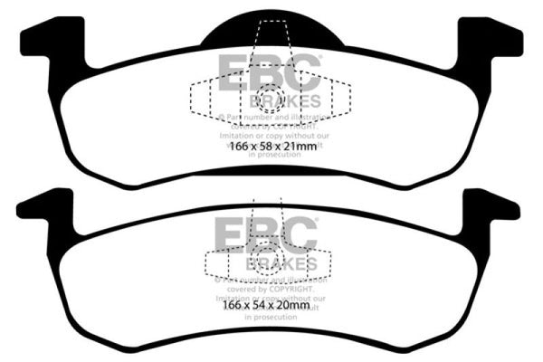 EBC 07-09 Ford Expedition 5.4 2WD Extra Duty Rear Brake Pads - ED91804 for 2007-2017 Ford Expedition - front view