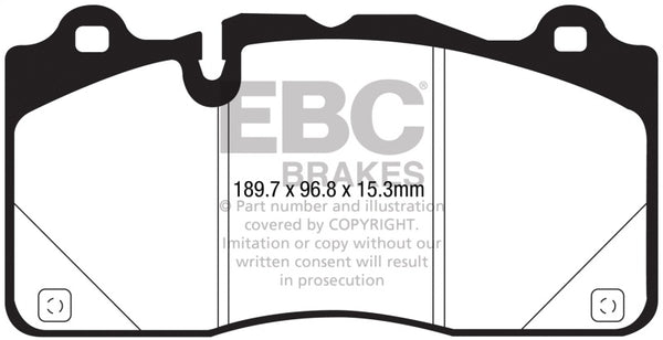 EBC 16-18 Cadillac CTS-V Redstuff Ceramic Low Dust Front Brake Pads - DP33050C for 2016-2024 Chevrolet Camaro - front view