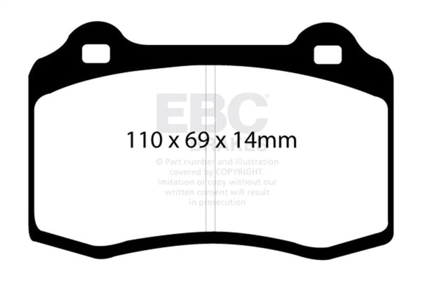 EBC 96-00 Lotus Esprit Turbo 2.0 Turbo GT3 Bluestuff Front Brake Pads - DP51140NDX for 1995-2002 Jaguar XJR - front view