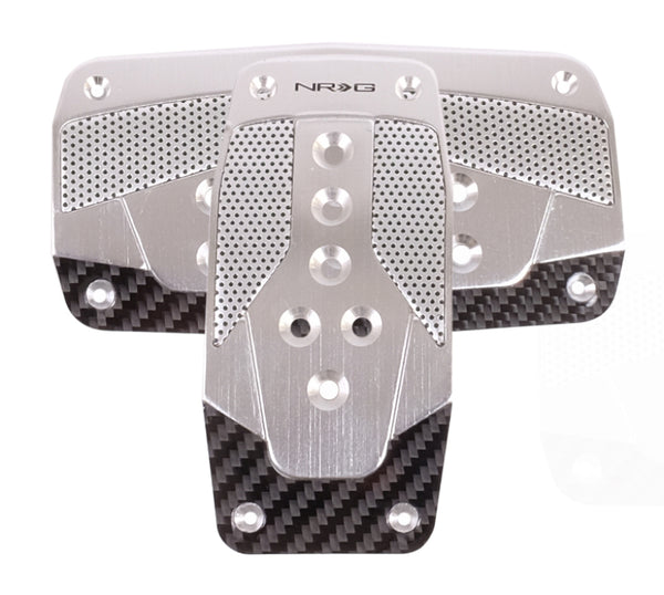 NRG Aluminum Sport Pedal A/T - Silver w/Black Carbon - PDL-450SL - front view