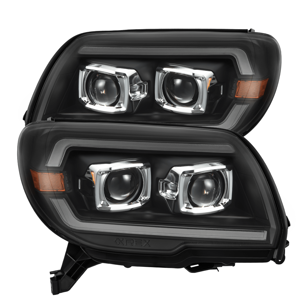 Alpharex 03-09 Toyota 4Runner LUXX LED Projector Headlights Blk w/ Activ Light/Seq Signal/SB DRL - 880373 for 2003-2009 Toyot