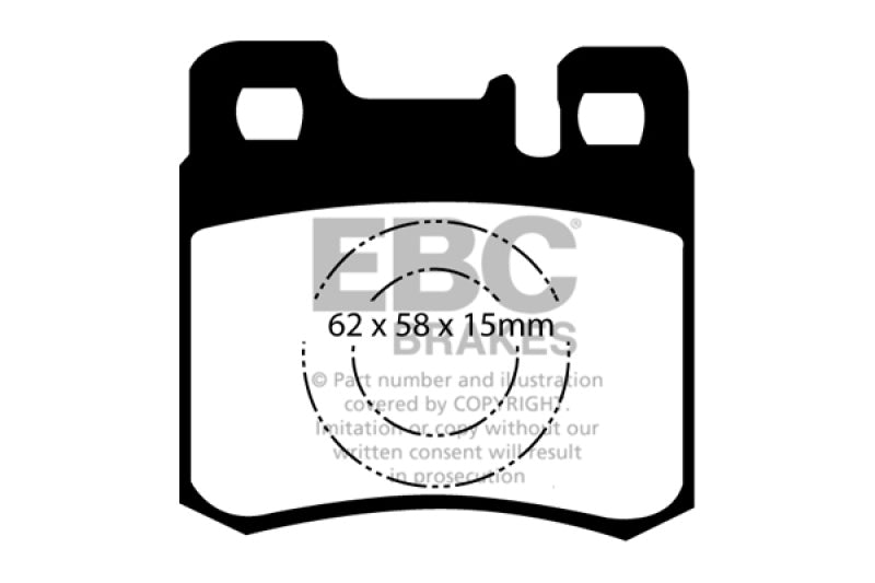 EBC 94-95 Mercedes-Benz E320 3.2 Ultimax2 Front Brake Pads - UD561 for 1994-1998 Mercedes Benz SL - front view