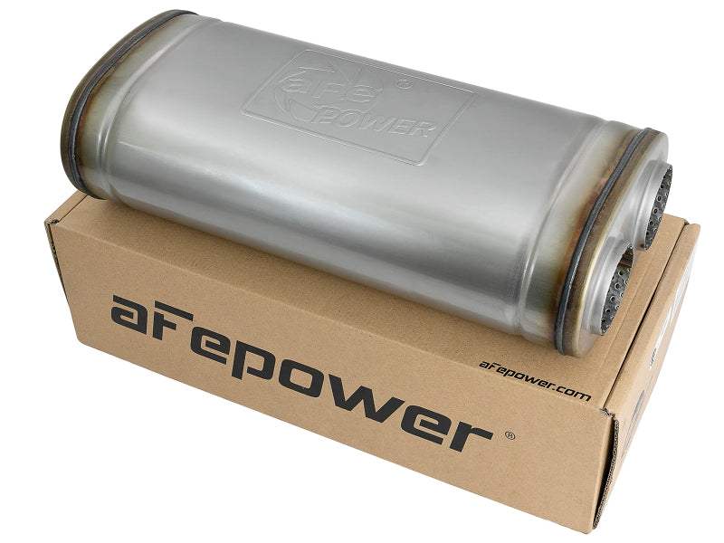 afe MACH Force-Xp Muffler 2-1/2 IN ID Offset/Dual x 18 IN L x 8 IN W x 5 IN H - Oval Body - 49M00033