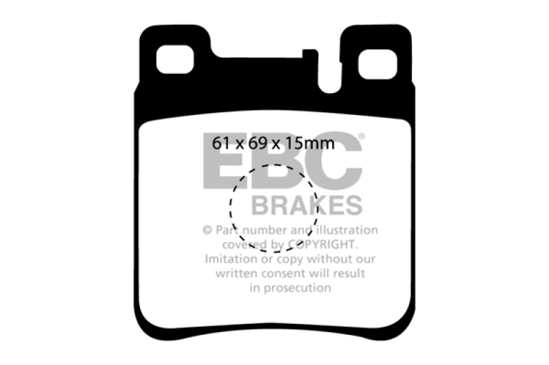 EBC 05-06 Chrysler Crossfire 3.2 SRT6 Greenstuff Rear Brake Pads - DP2887 for 1996-2003 Mercedes Benz E Class - front view