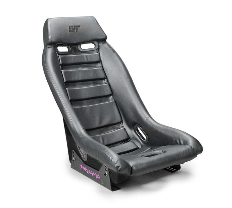 NRG GT Retro Bucket Seat - Black PVC Leather Black Stitching Black Fiberglass Back - PRI-100BK-MIDNIGHT - front view