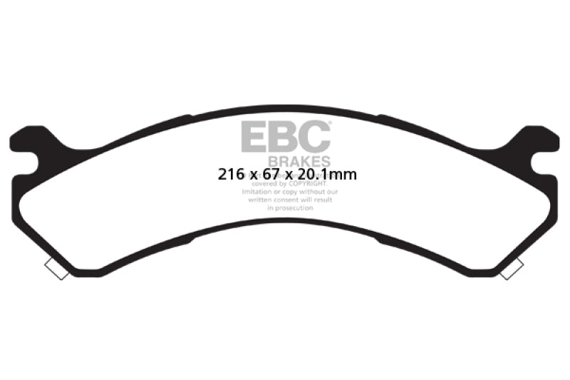 EBC 01-05 Cadillac Deville 4.6 HD Ultimax2 Front Brake Pads - UD784 for 2003-2022 GMC Savana 2500 - front view
