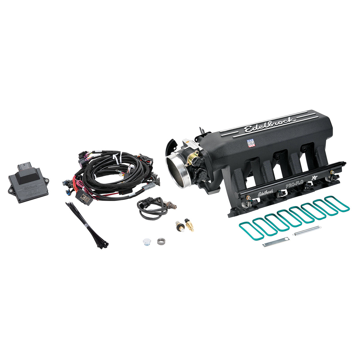 Edelbrock Pro Flo 4 XT EFI System Seq Port LS Gen III/IV Cathedral Port 550 HP Max 35lb/hr Black - 35733