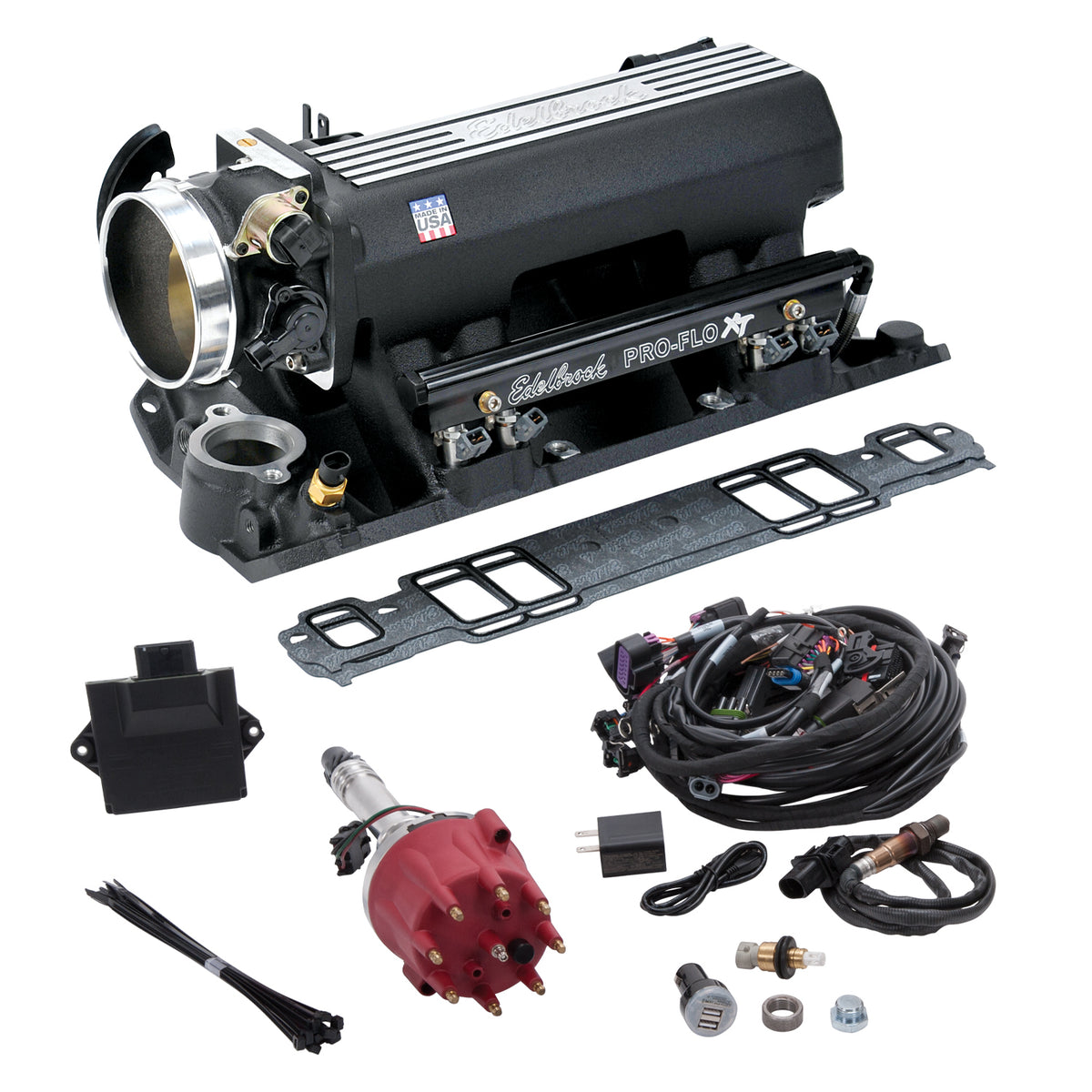 Edelbrock Pro Flo 4 Fuel Inject Kit XT Seq Port SBC 429/460 1986 625 Max HP 35 LbHr Injectors Black - 35813