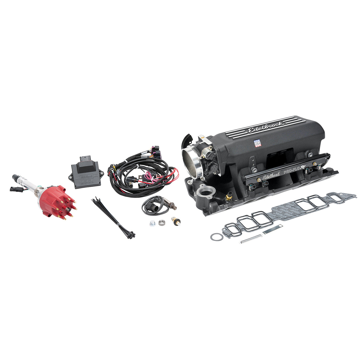 Edelbrock Pro Flo 4 XT EFI System Seq Port BBC Rect Port Std Deck 625 Max HP 35lb/hr Black Finish - 35873