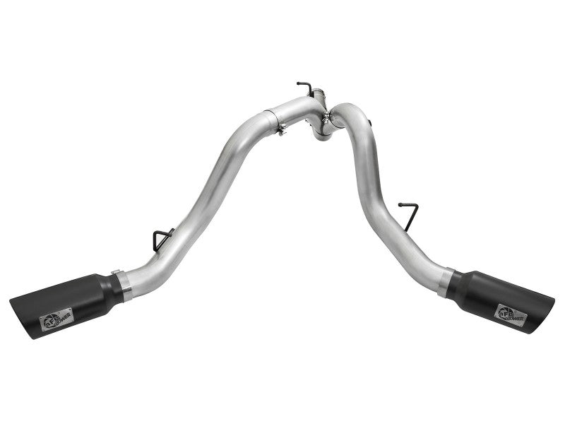aFe Atlas Exhaust 4in Dual DPF-Back Al Steel w/ Black Tips 16-17 GM Diesel Truck V8-6.6L (td) LML - 49-04080-B