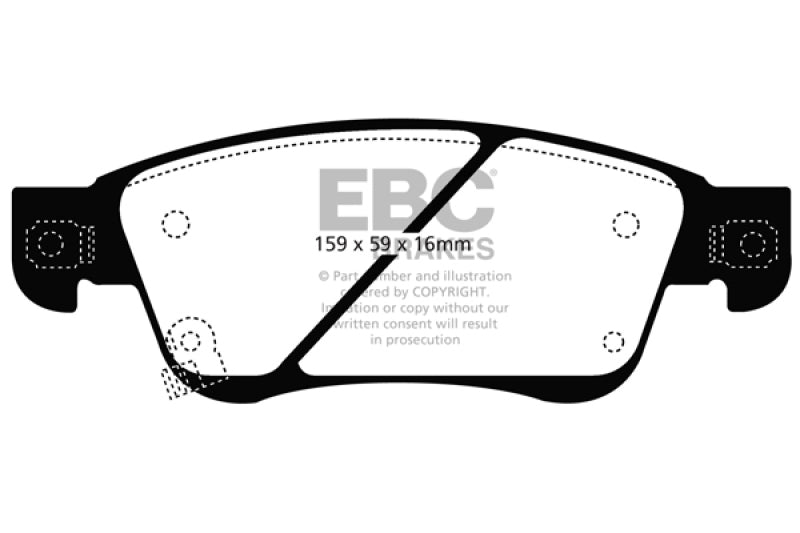EBC 08-13 Infiniti EX35 3.5 Ultimax2 Rear Brake Pads - UD1288 for 2002-2023 Nissan Maxima - front view