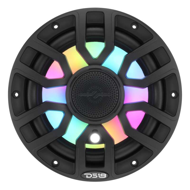 DS18 7.7in 2-Way 175 Watts RMS 4ohm Dgtl LED Lights Bullet Tweeter Cvrs Incl Blk Built-in Deck Light - NXL-IQ7.7/BK - angle view