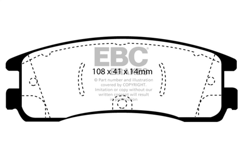 EBC 08-09 Buick Allure (Canada) 5.3 Ultimax2 Rear Brake Pads - UD698 for 2000-2010 Chevrolet Impala - front view