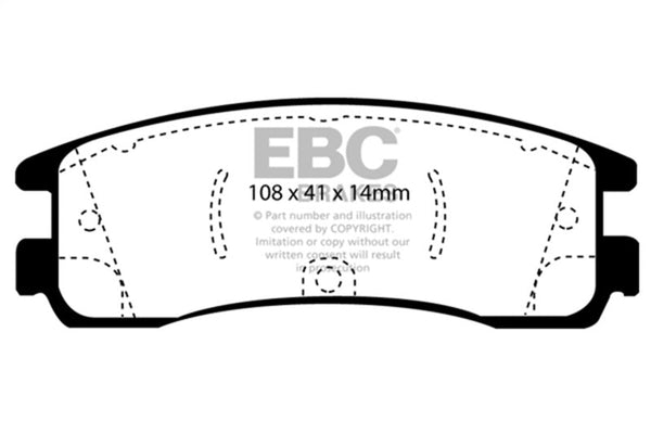EBC 08-09 Buick Allure (Canada) 5.3 Yellowstuff Rear Brake Pads - DP41122R for 2000-2010 Chevrolet Impala - front view