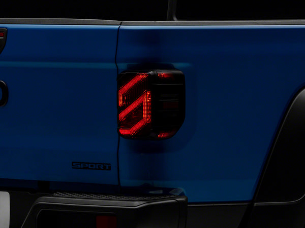 Raxiom 20-23 Jeep Gladiator JT Axial Series LED Tail Lights- Blk Housing (Smoked Lens) - JG18584 for 2020-2025 Jeep Gladiator